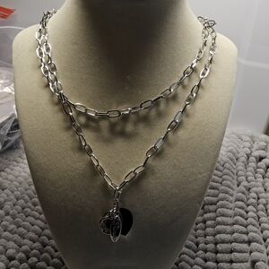 NWOT Plunder Silvertone Chain Necklace with Free Girl Heart Pendant